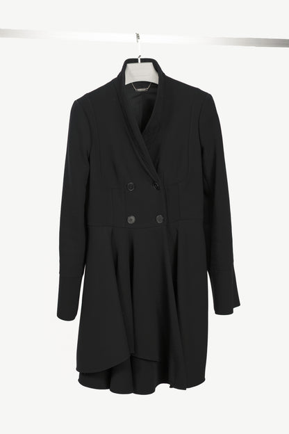 Alexander McQueen PF15 Black Wool-Blend Scuba Double-Breasted Corset Coat
