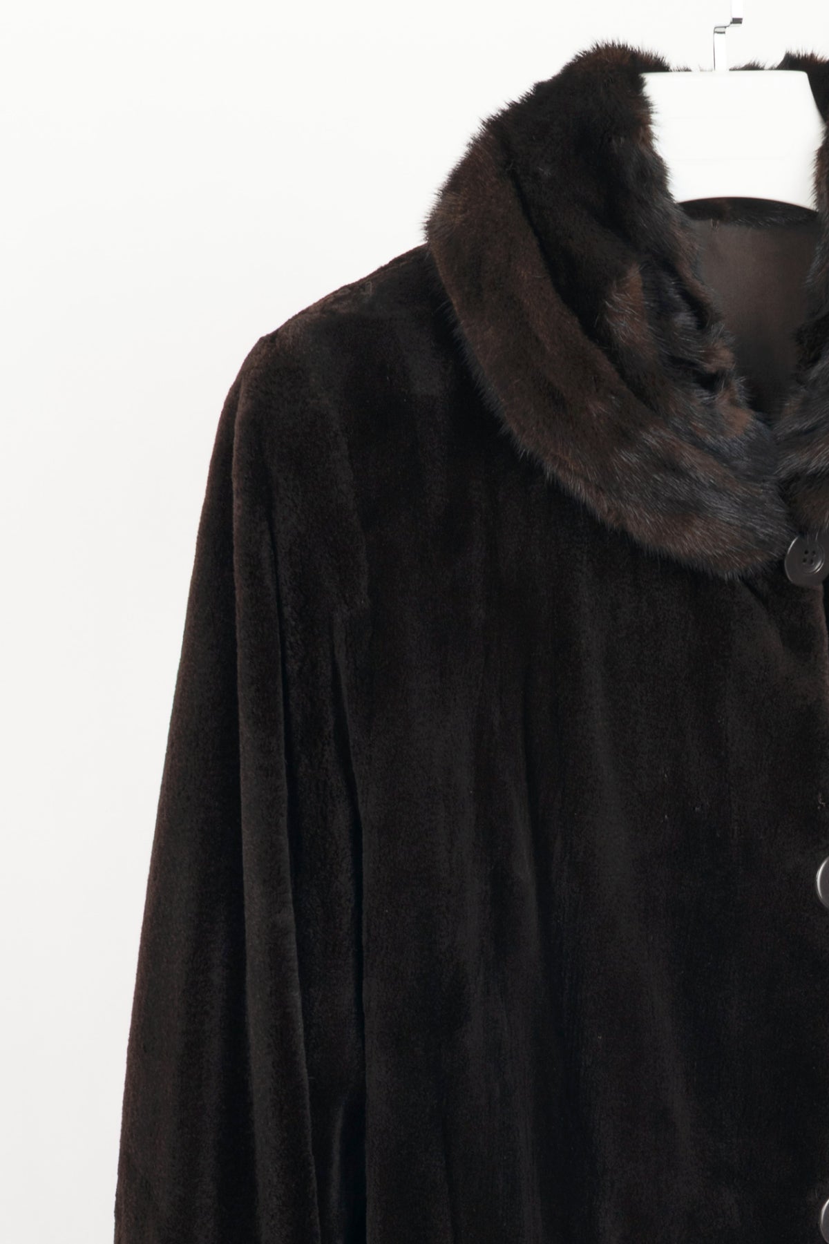 Reversible Brown Mink & Taffeta Long Fur Coat
