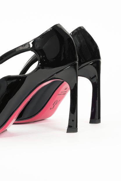 Arturo Gorlini Mask Black Patent-Leather Cutout Pumps