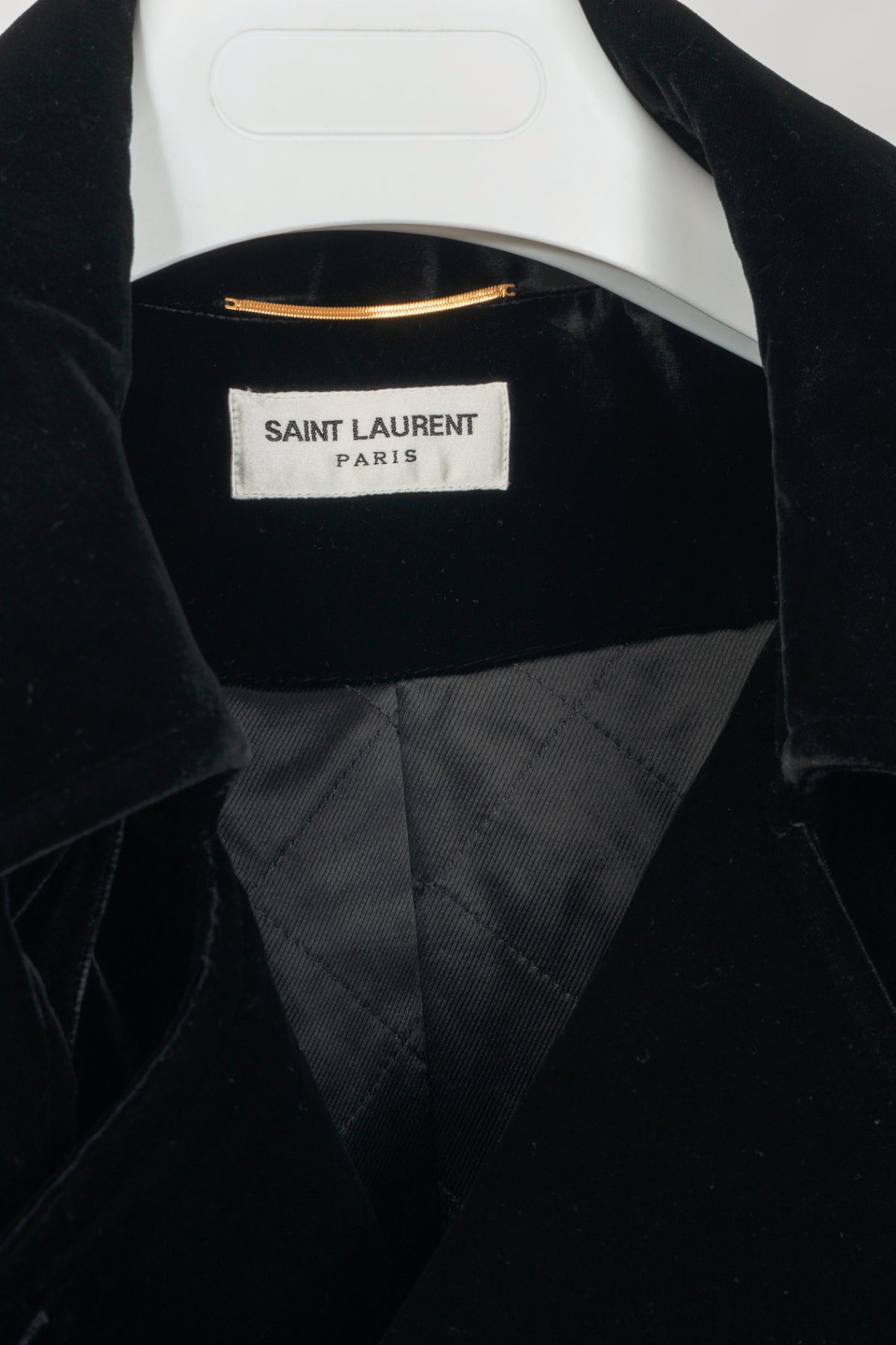 Saint Laurent AW23 Runway Noir Velvet Belted Double-Breasted Trench Coat