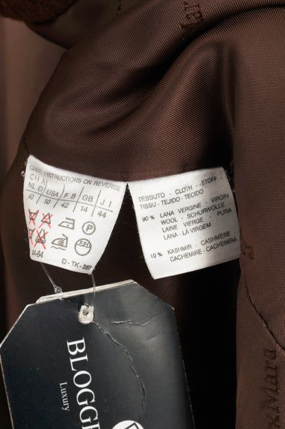 Max Mara Brown Wool-Blend Double-Breasted Chesterfield Coat