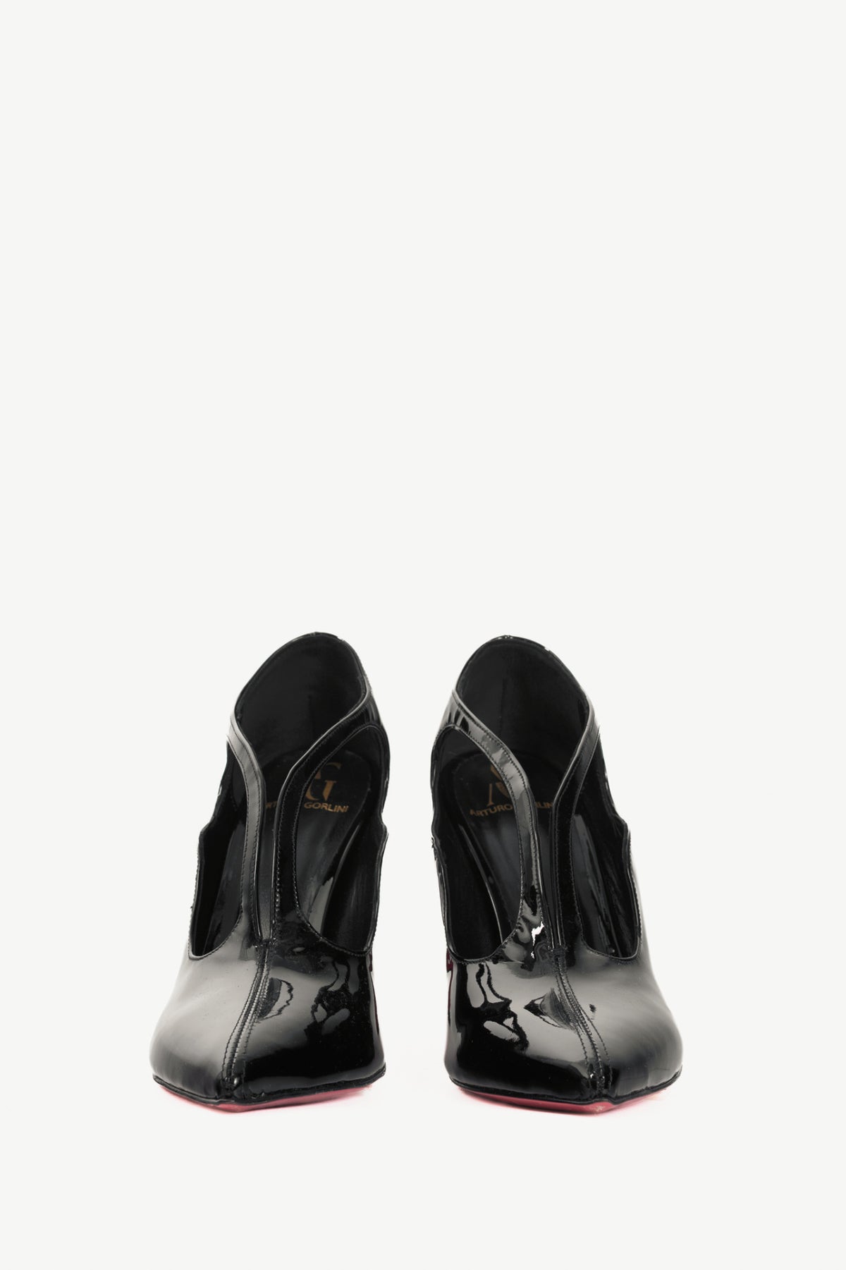 Arturo Gorlini Mask Black Patent-Leather Cutout Pumps