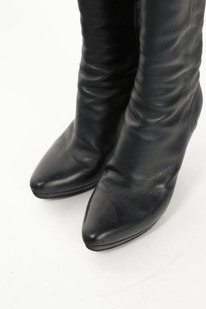 Jimmy Choo Glynn Black Leather Knee-High Boots