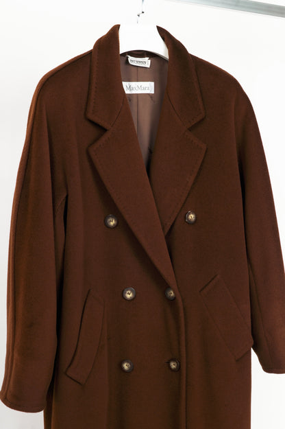Max Mara Brown Wool-Blend Double-Breasted Chesterfield Coat