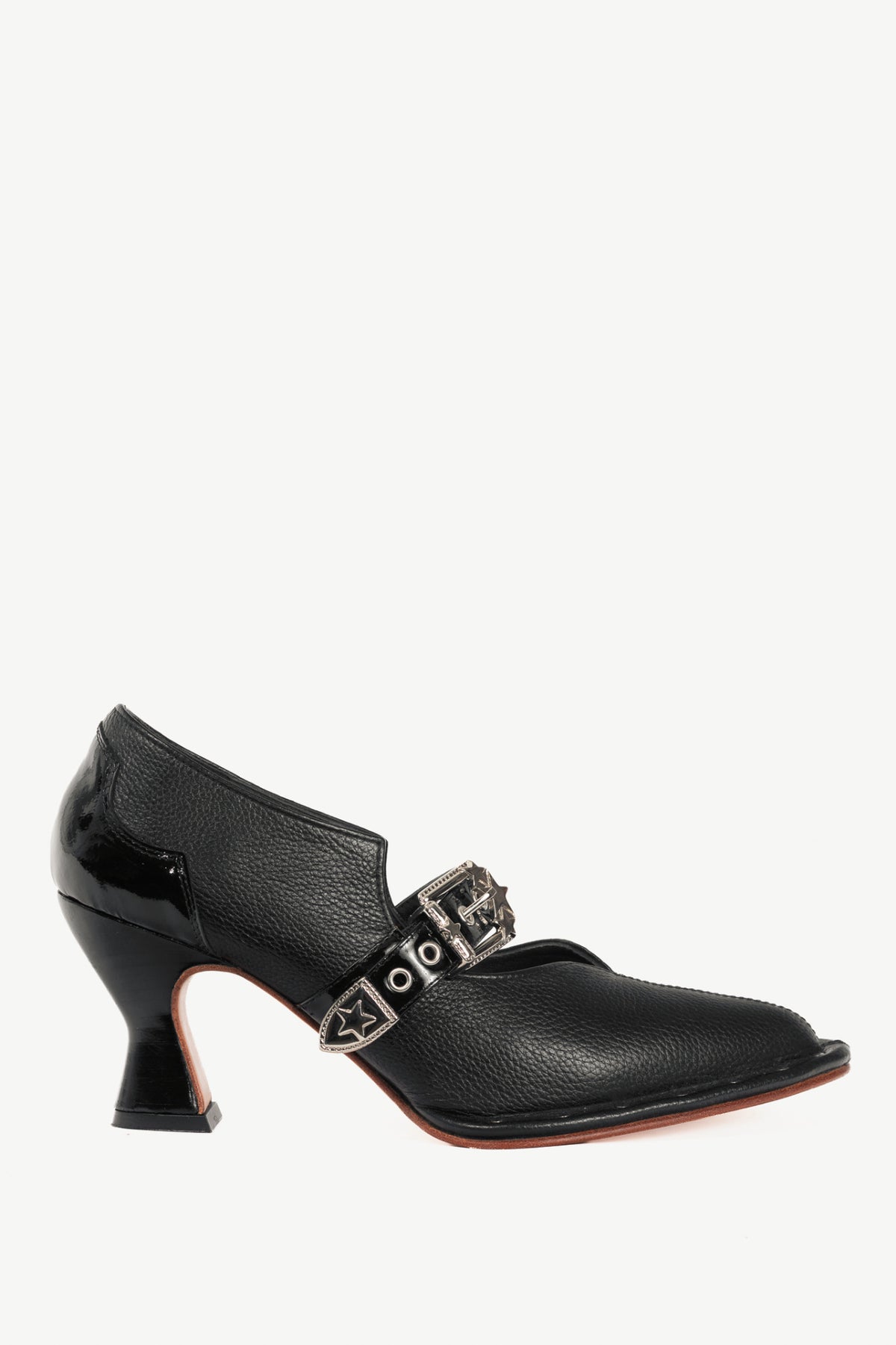 John Fluevog Damsel Lara Black Leather Mary Jane Pumps
