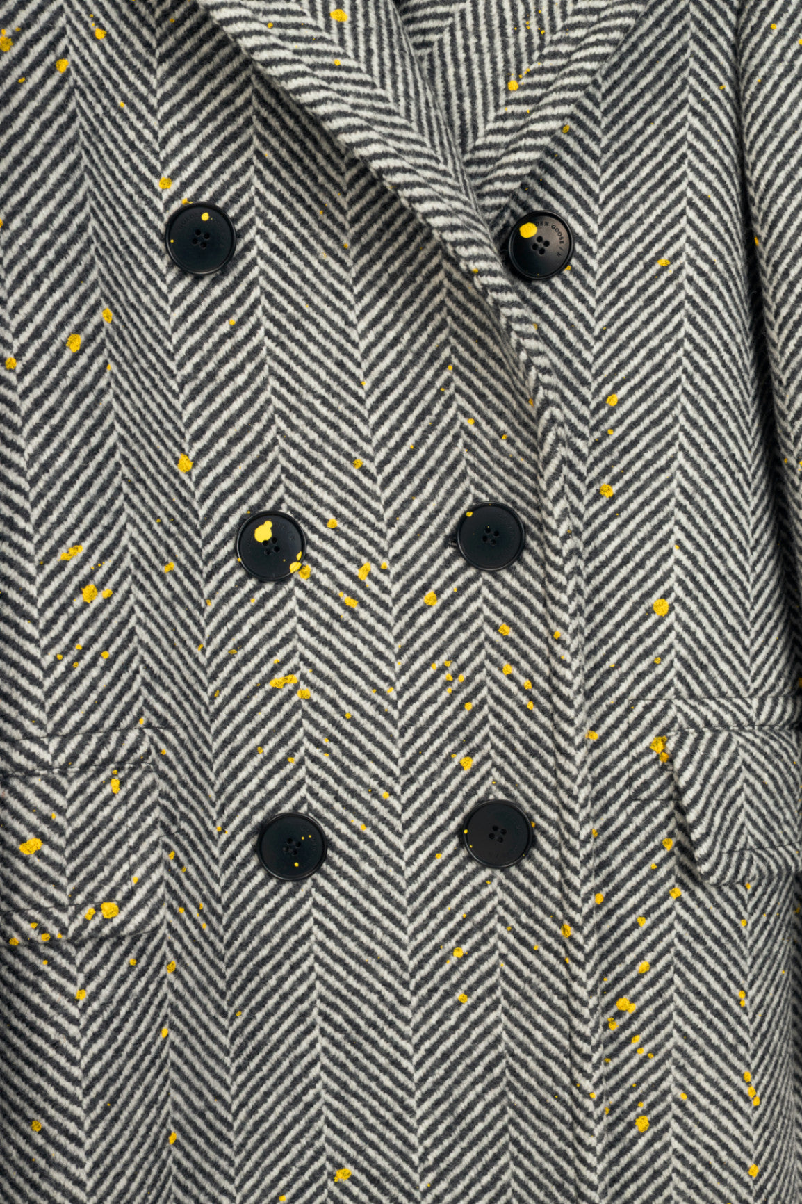 Golden Goose Anthracite Grey Painted Long Herringbone Coat