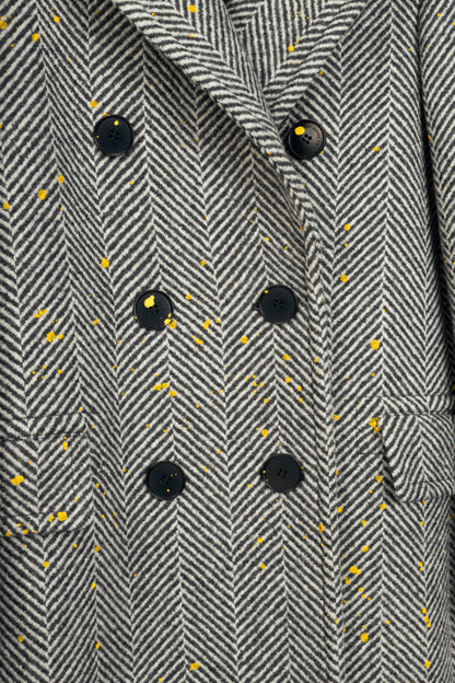 Golden Goose Anthracite Grey Painted Long Herringbone Coat