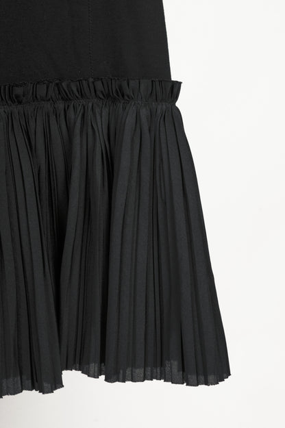 Marie Saint Pierre Black Jersey Pleated-Hem Dress