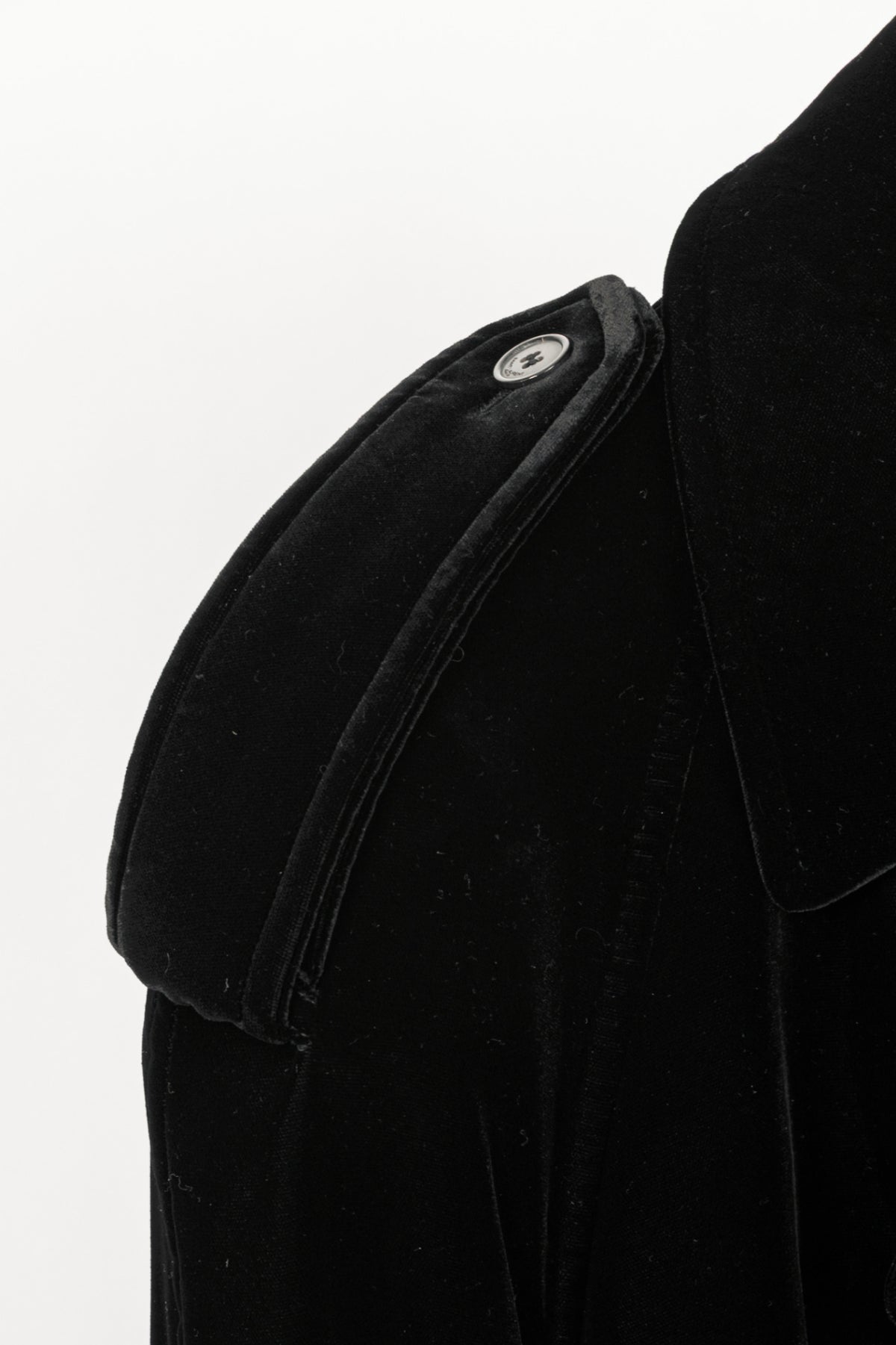 Saint Laurent AW23 Runway Noir Velvet Belted Double-Breasted Trench Coat