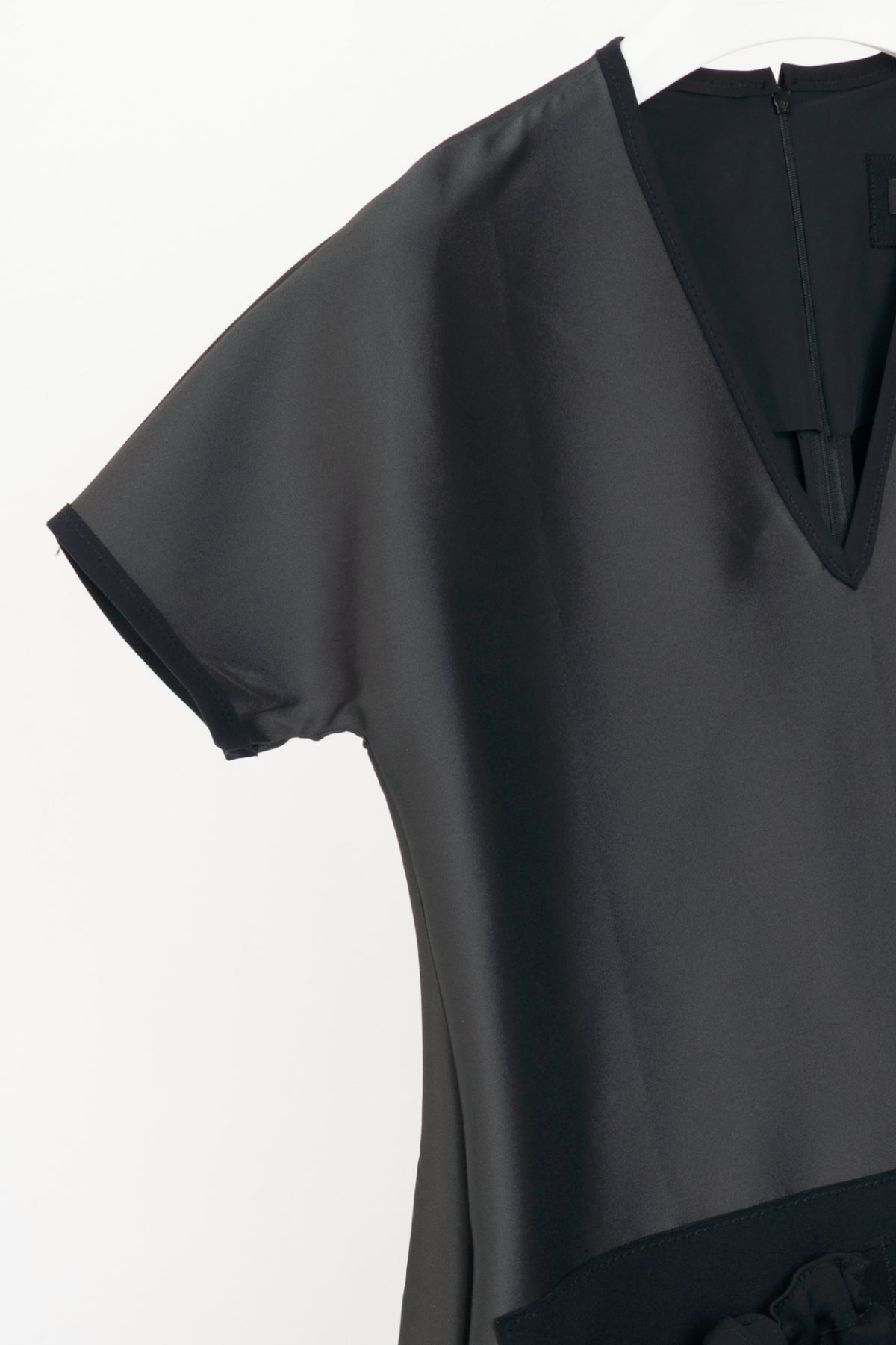 Marie Saint Pierre Grey Taffeta Asymmetrical Pocket Dress