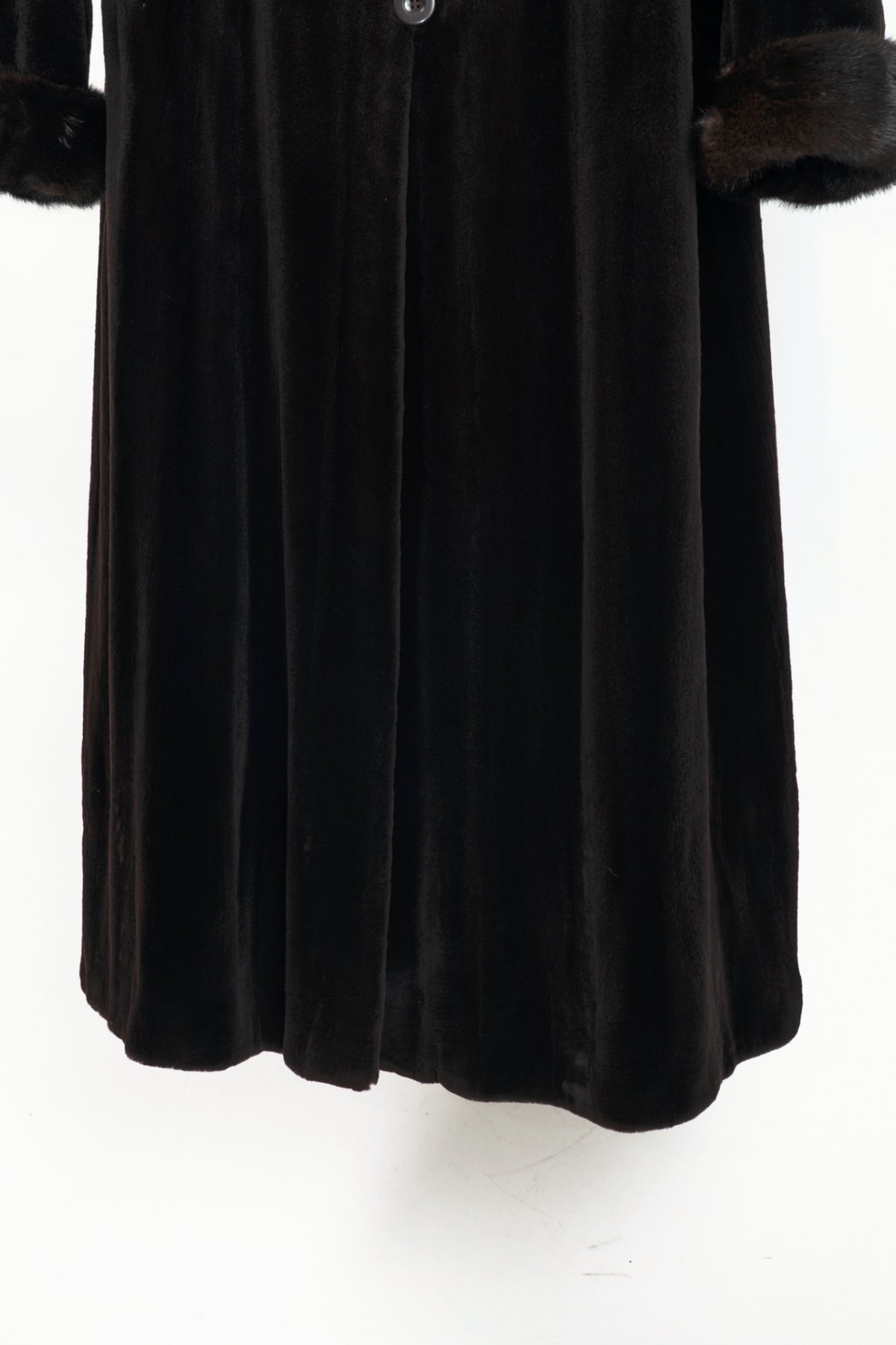 Reversible Brown Mink & Taffeta Long Fur Coat