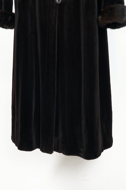 Reversible Brown Mink & Taffeta Long Fur Coat