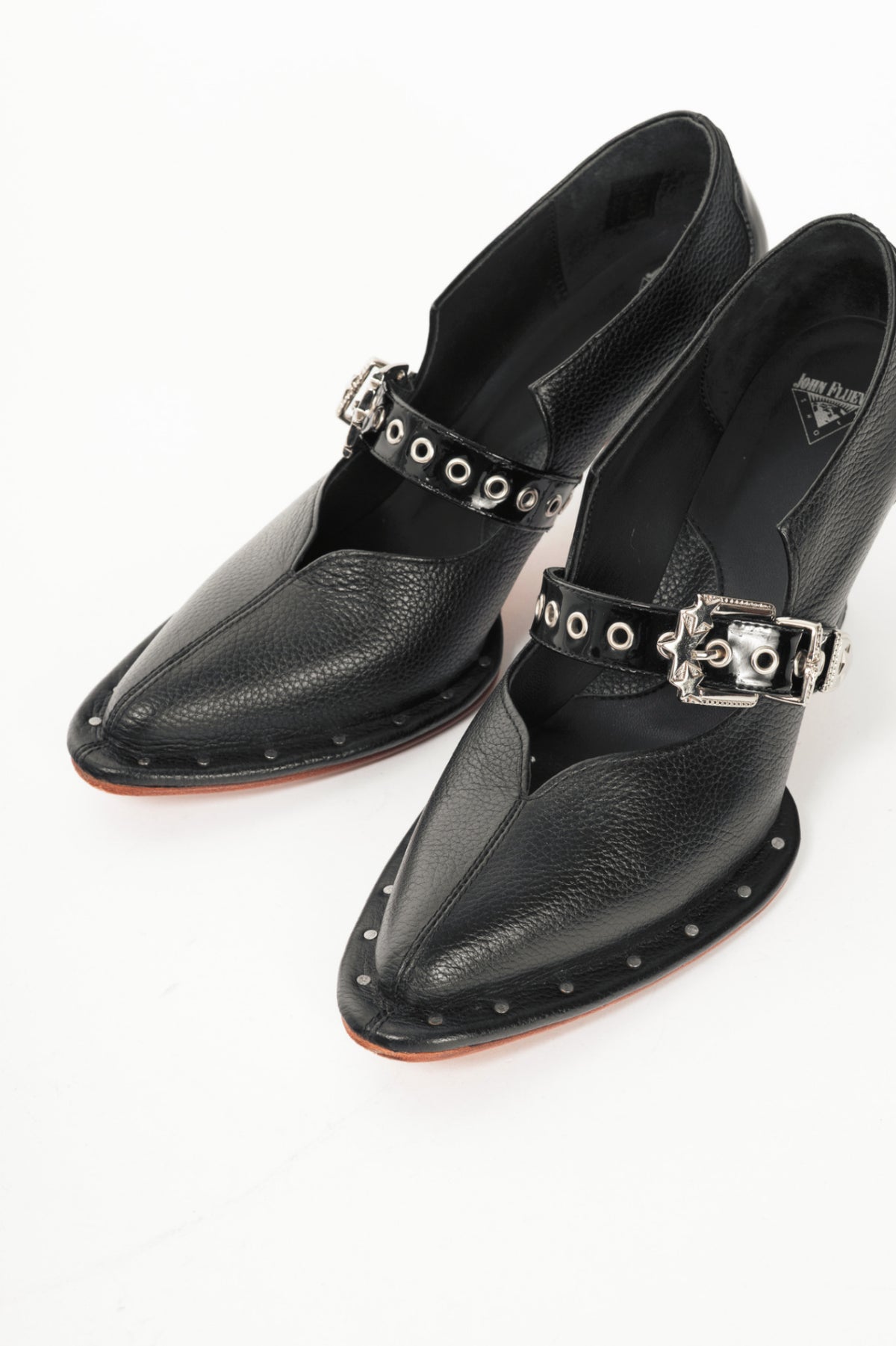 John Fluevog Damsel Lara Black Leather Mary Jane Pumps