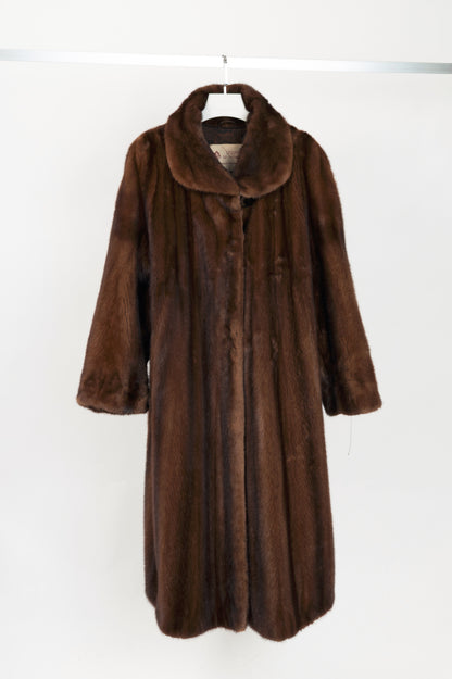 Designen Vintage Brown Mink Long Fur Coat