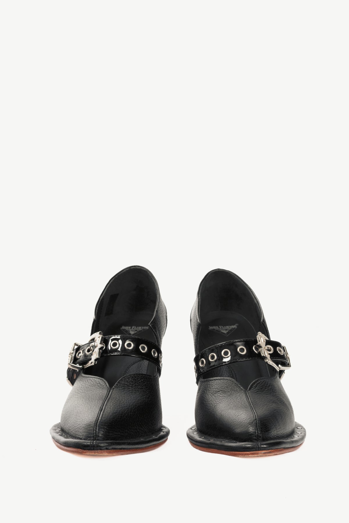 John Fluevog Damsel Lara Black Leather Mary Jane Pumps