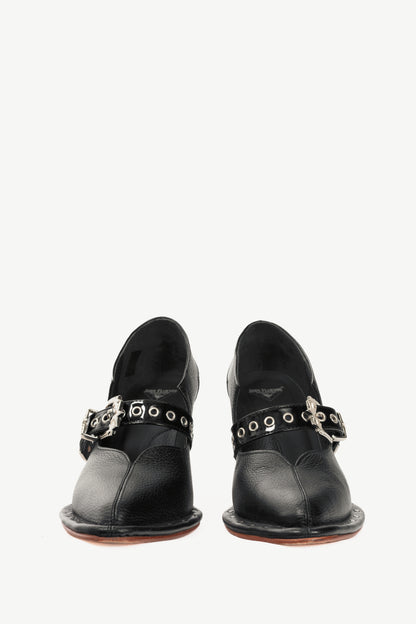 John Fluevog Damsel Lara Black Leather Mary Jane Pumps