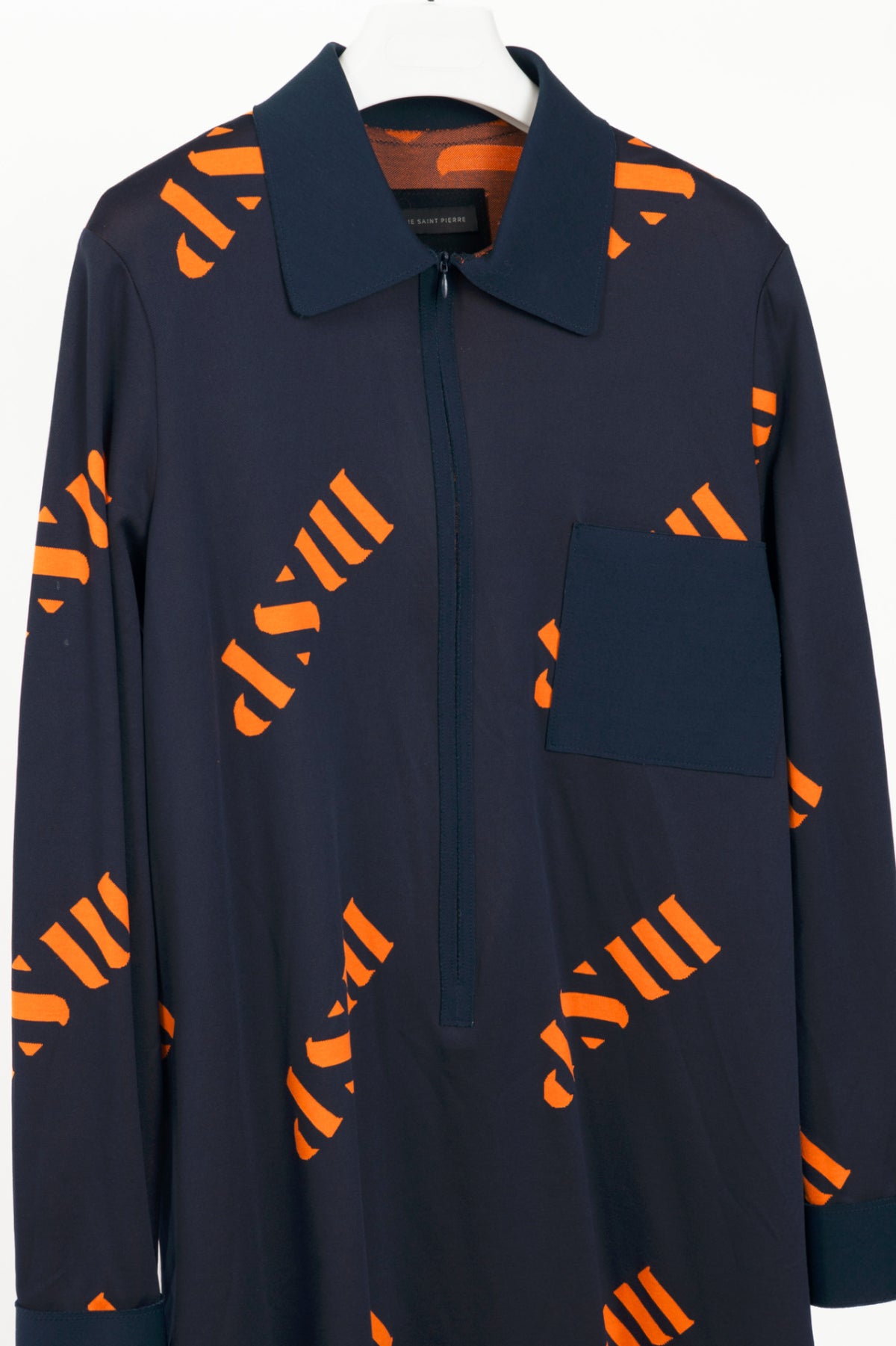 Marie Saint Pierre "Micro Navy" Jacquard Double-Knit Polo Dress