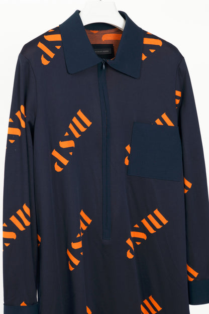 Marie Saint Pierre "Micro Navy" Jacquard Double-Knit Polo Dress