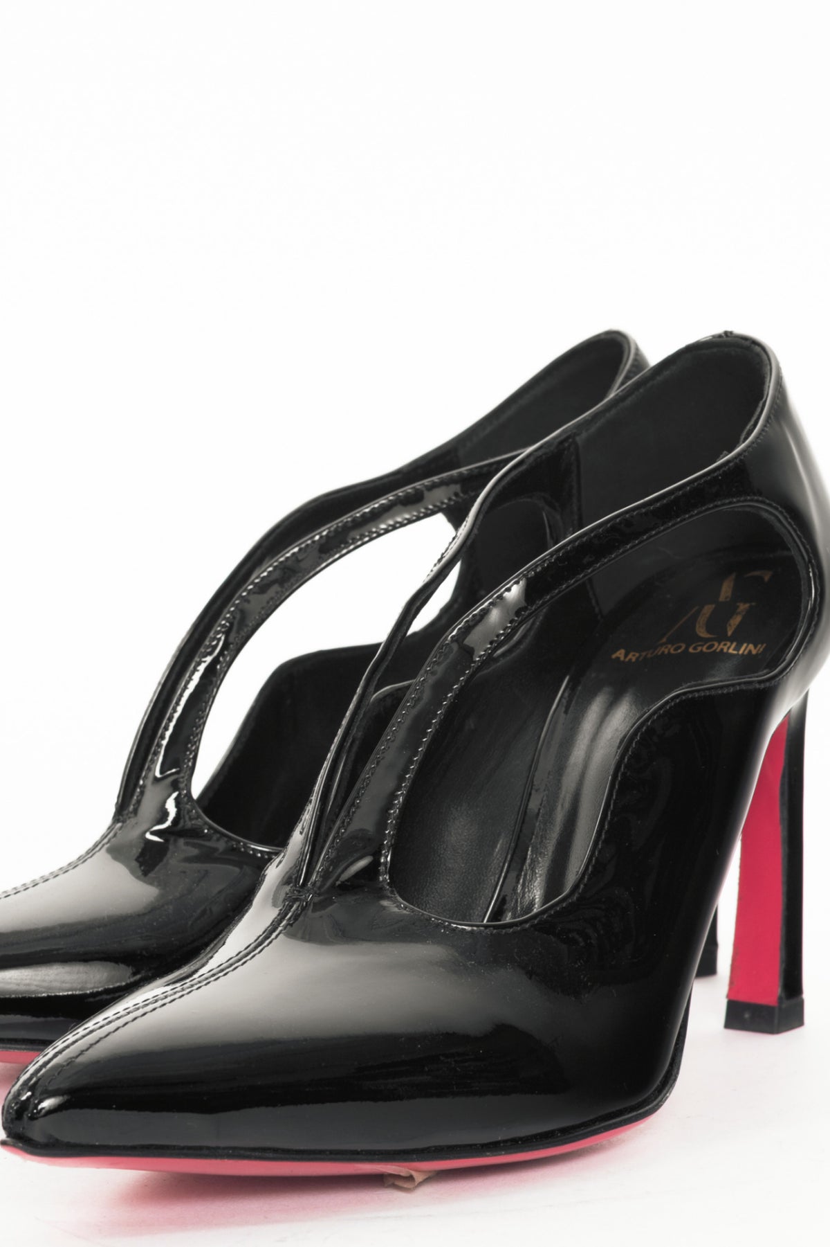 Arturo Gorlini Mask Black Patent-Leather Cutout Pumps