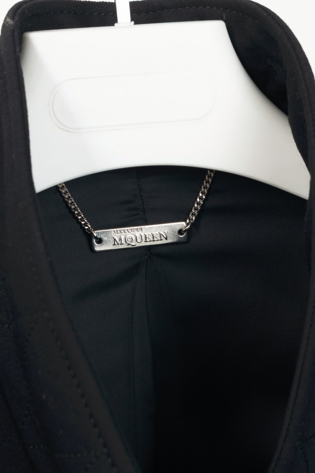 Alexander McQueen PF15 Black Wool-Blend Scuba Double-Breasted Corset Coat