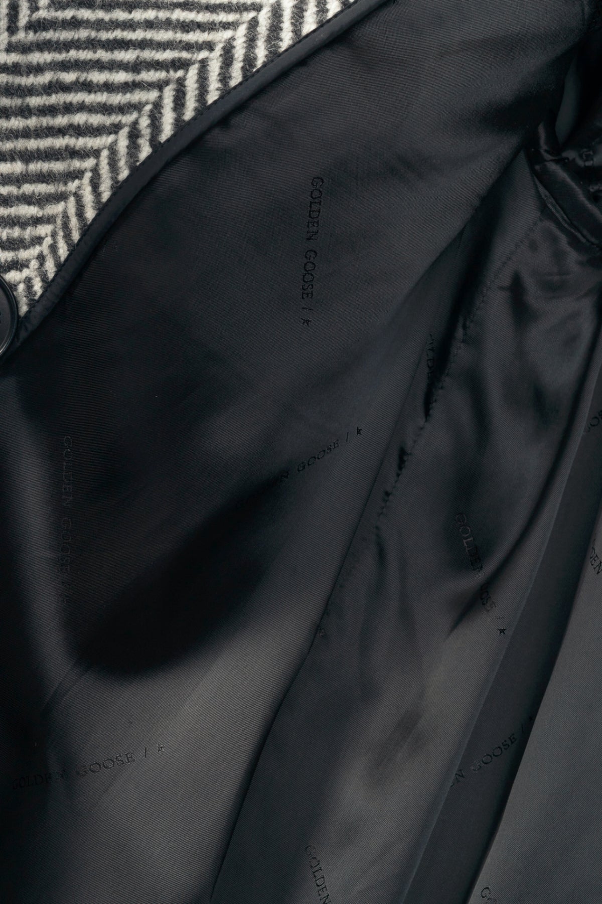 Golden Goose Anthracite Grey Painted Long Herringbone Coat