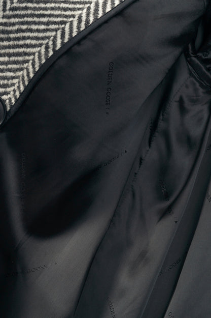 Golden Goose Anthracite Grey Painted Long Herringbone Coat