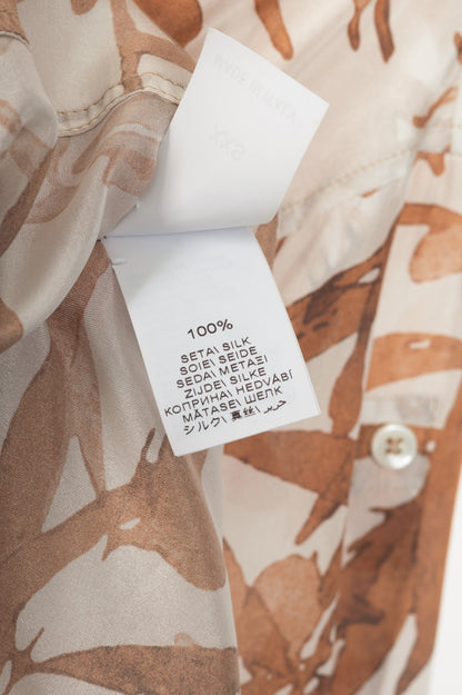 Brunello Cucinelli SS25 Natural Herbarium-Print Silk Shirt Dress