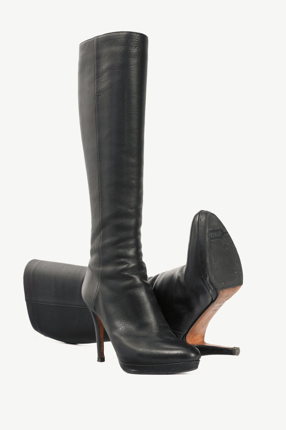 Jimmy Choo Glynn Black Leather Knee-High Boots