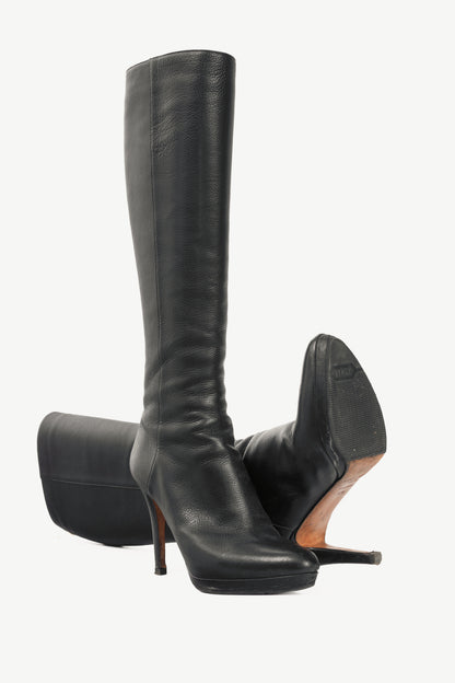 Jimmy Choo Glynn Black Leather Knee-High Boots