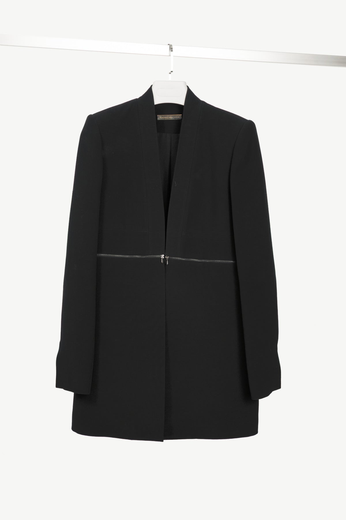 Victoria Beckham Black Silk & Wool Crepe Zip Blazer