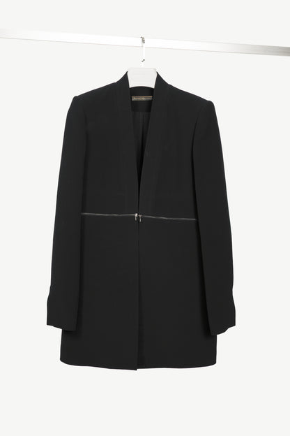 Victoria Beckham Black Silk & Wool Crepe Zip Blazer