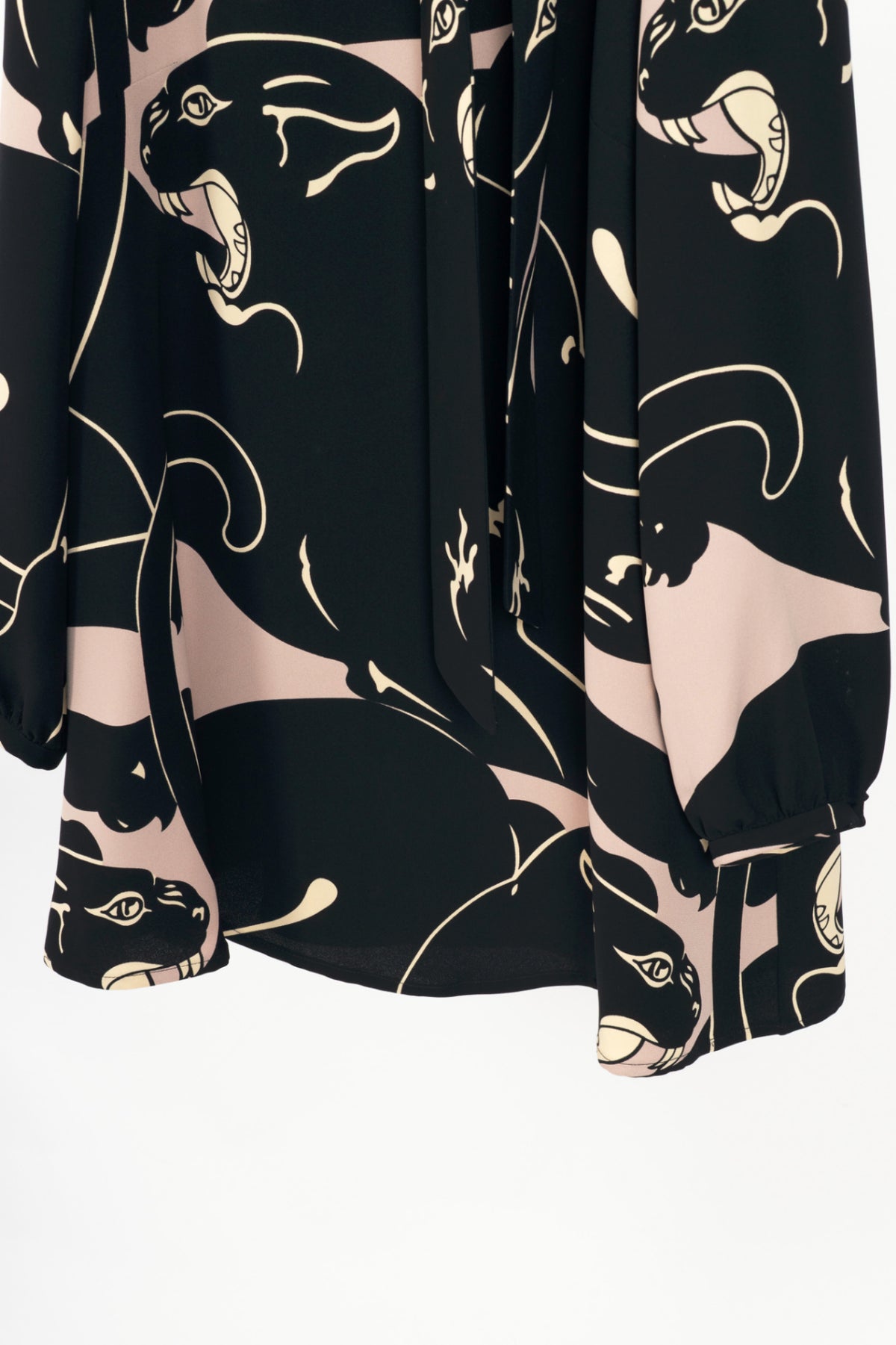 Valentino Garavani AW17 Panther-Print Cady Tie-Neck Mini Dress