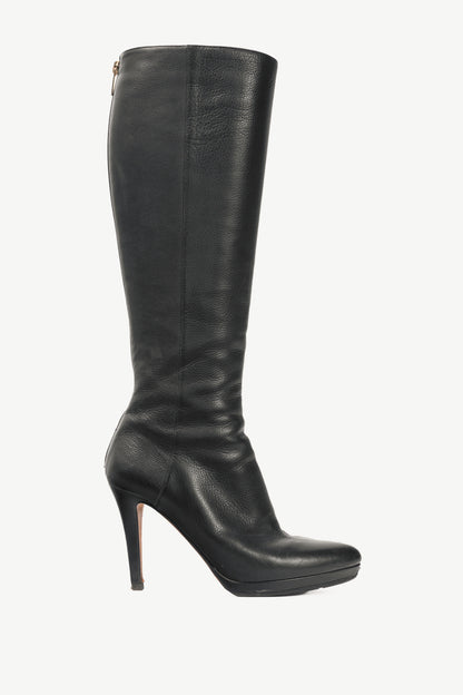 Jimmy Choo Glynn Black Leather Knee-High Boots