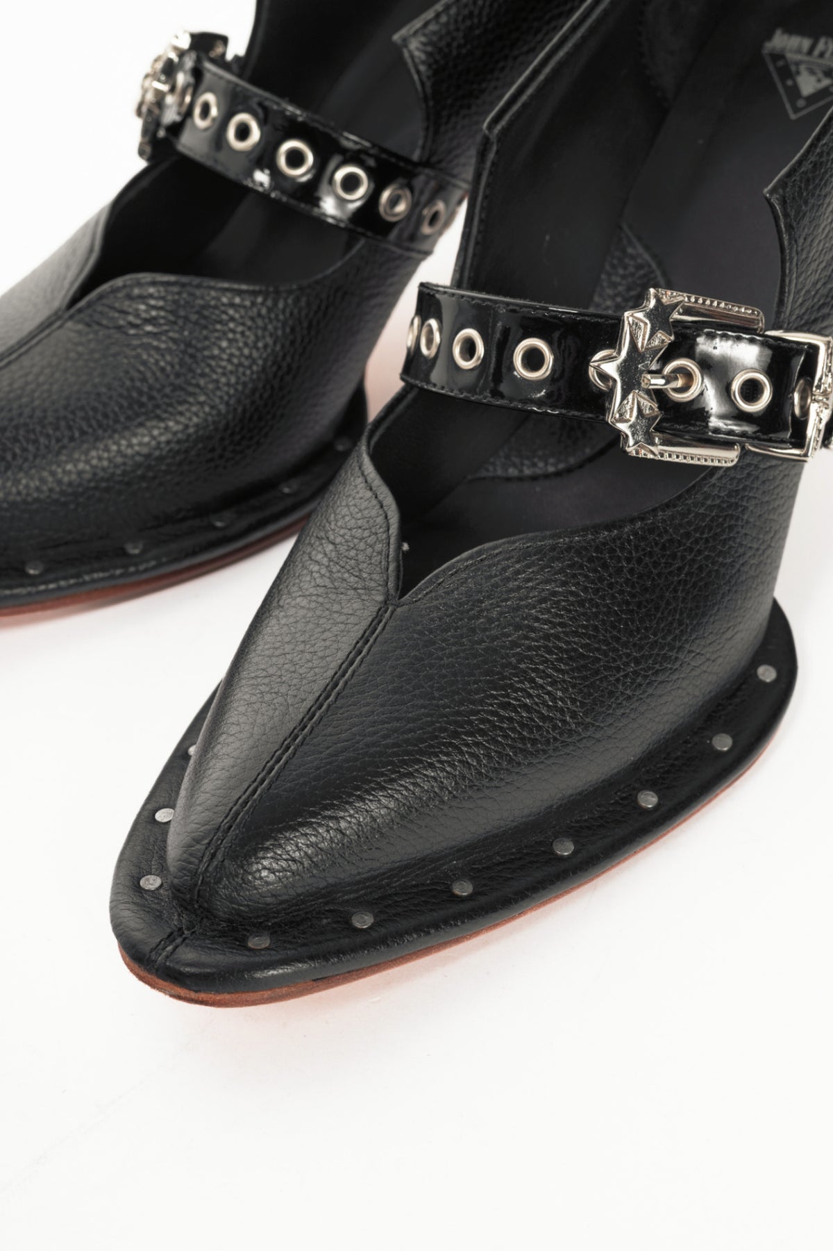 John Fluevog Damsel Lara Black Leather Mary Jane Pumps