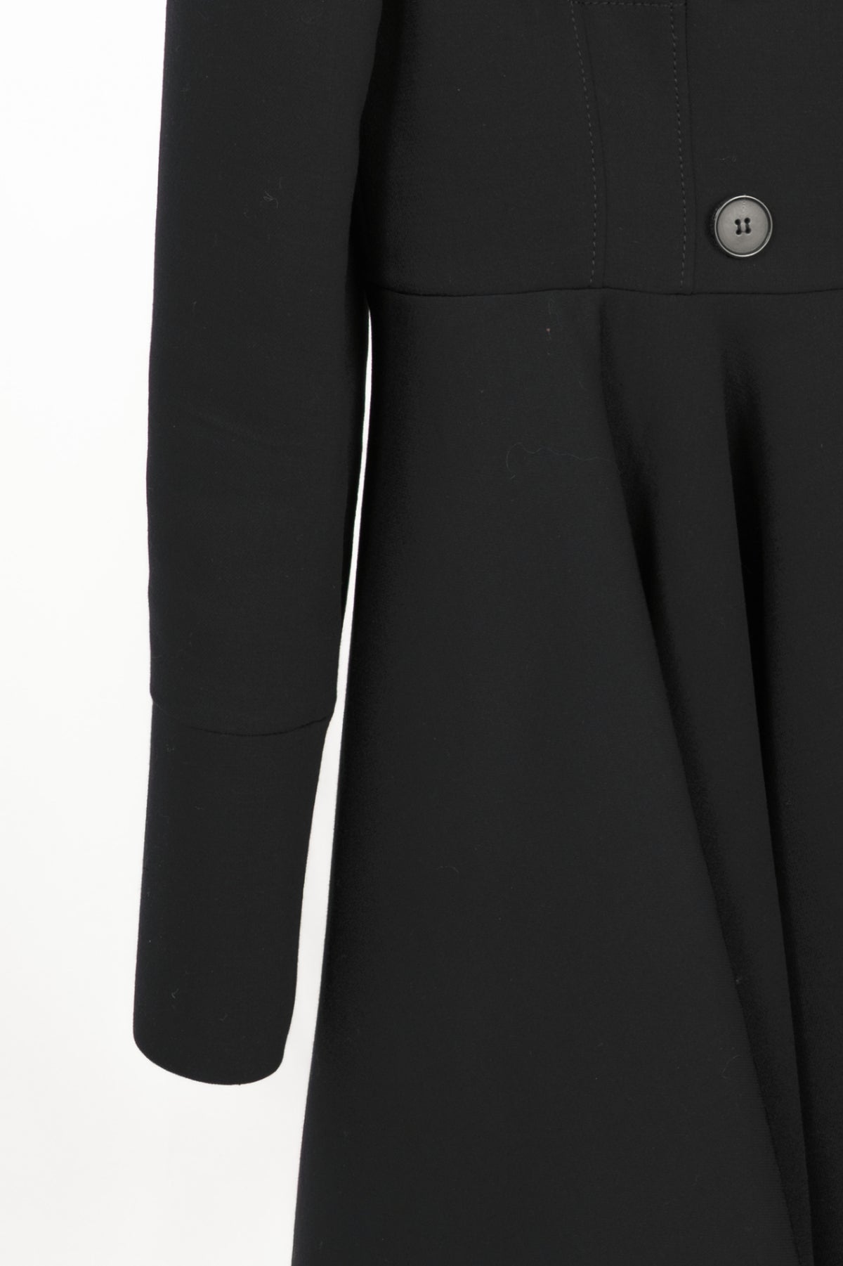 Alexander McQueen PF15 Black Wool-Blend Scuba Double-Breasted Corset Coat
