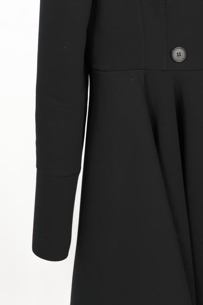 Alexander McQueen PF15 Black Wool-Blend Scuba Double-Breasted Corset Coat