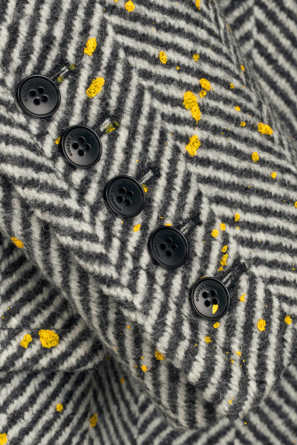 Golden Goose Anthracite Grey Painted Long Herringbone Coat