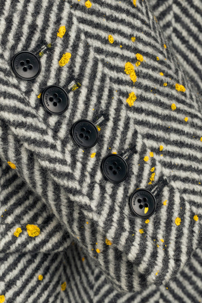 Golden Goose Anthracite Grey Painted Long Herringbone Coat