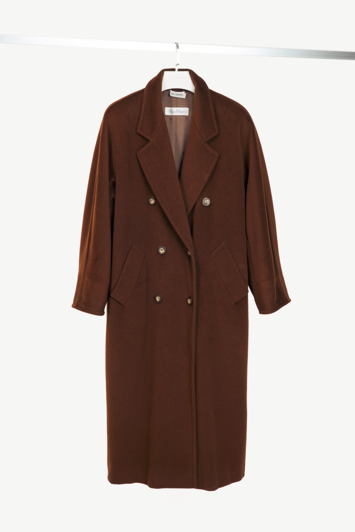 Max Mara Brown Wool-Blend Double-Breasted Chesterfield Coat