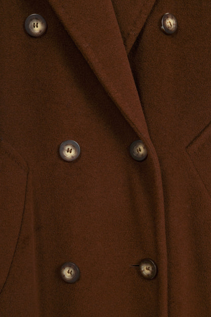 Max Mara Brown Wool-Blend Double-Breasted Chesterfield Coat