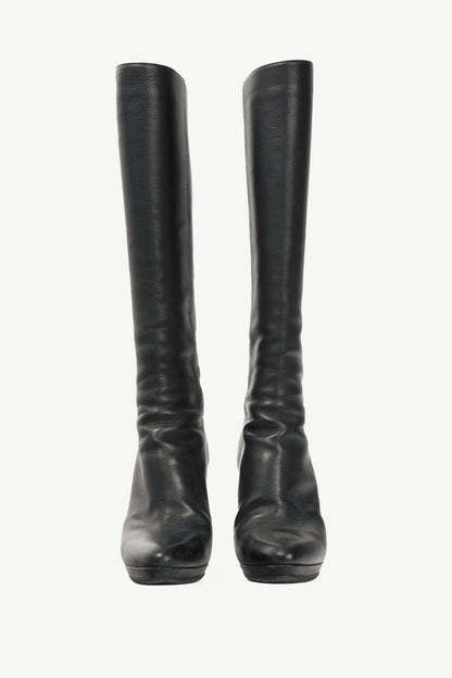 Jimmy Choo Glynn Black Leather Knee-High Boots