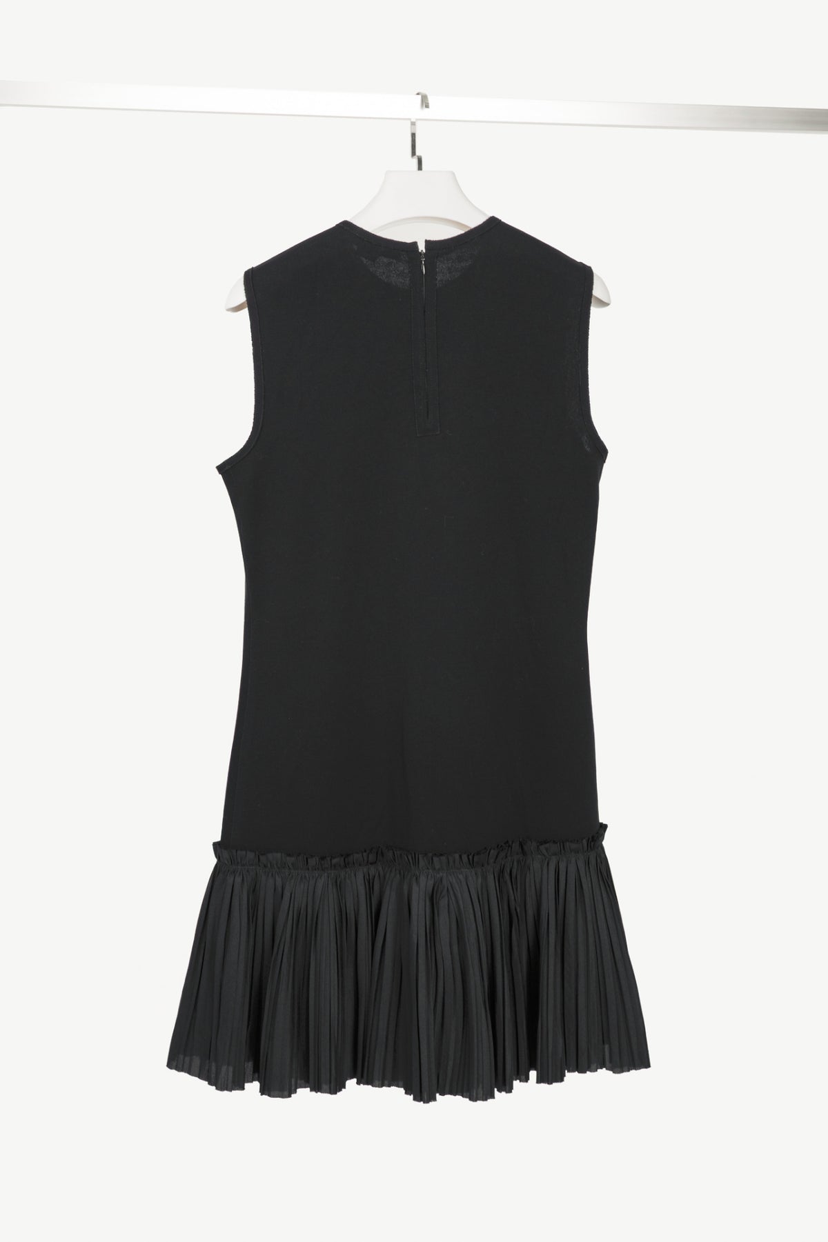 Marie Saint Pierre Black Jersey Pleated-Hem Dress