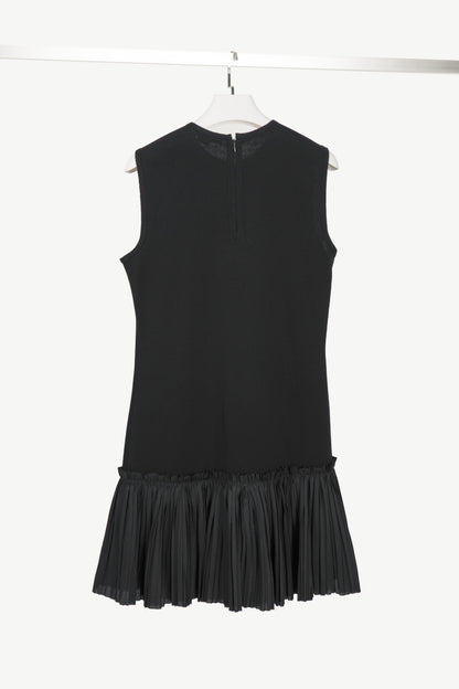 Marie Saint Pierre Black Jersey Pleated-Hem Dress