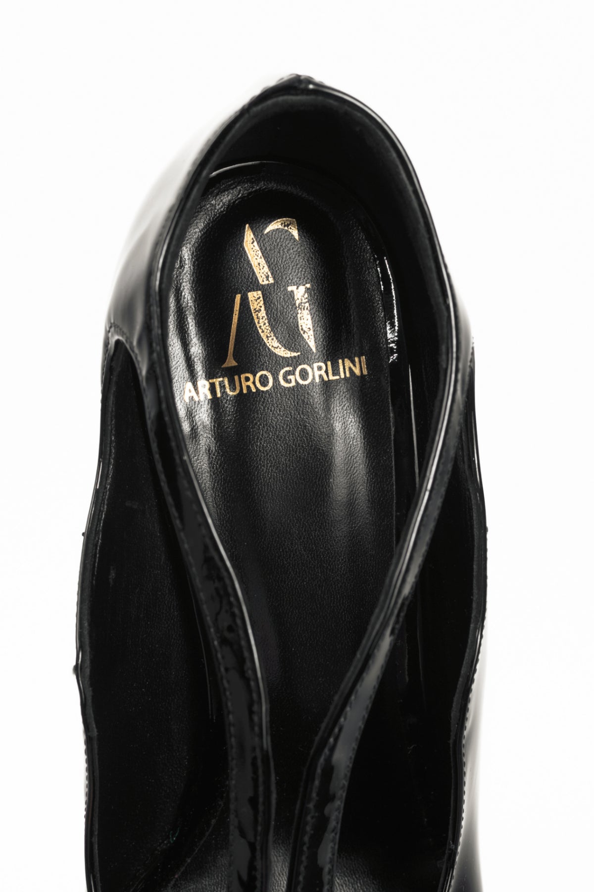 Arturo Gorlini Mask Black Patent-Leather Cutout Pumps
