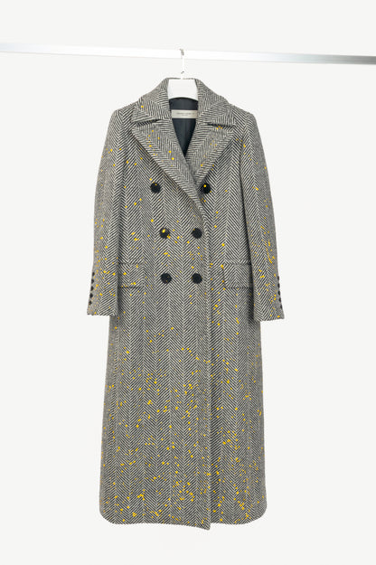 Golden Goose Anthracite Grey Painted Long Herringbone Coat