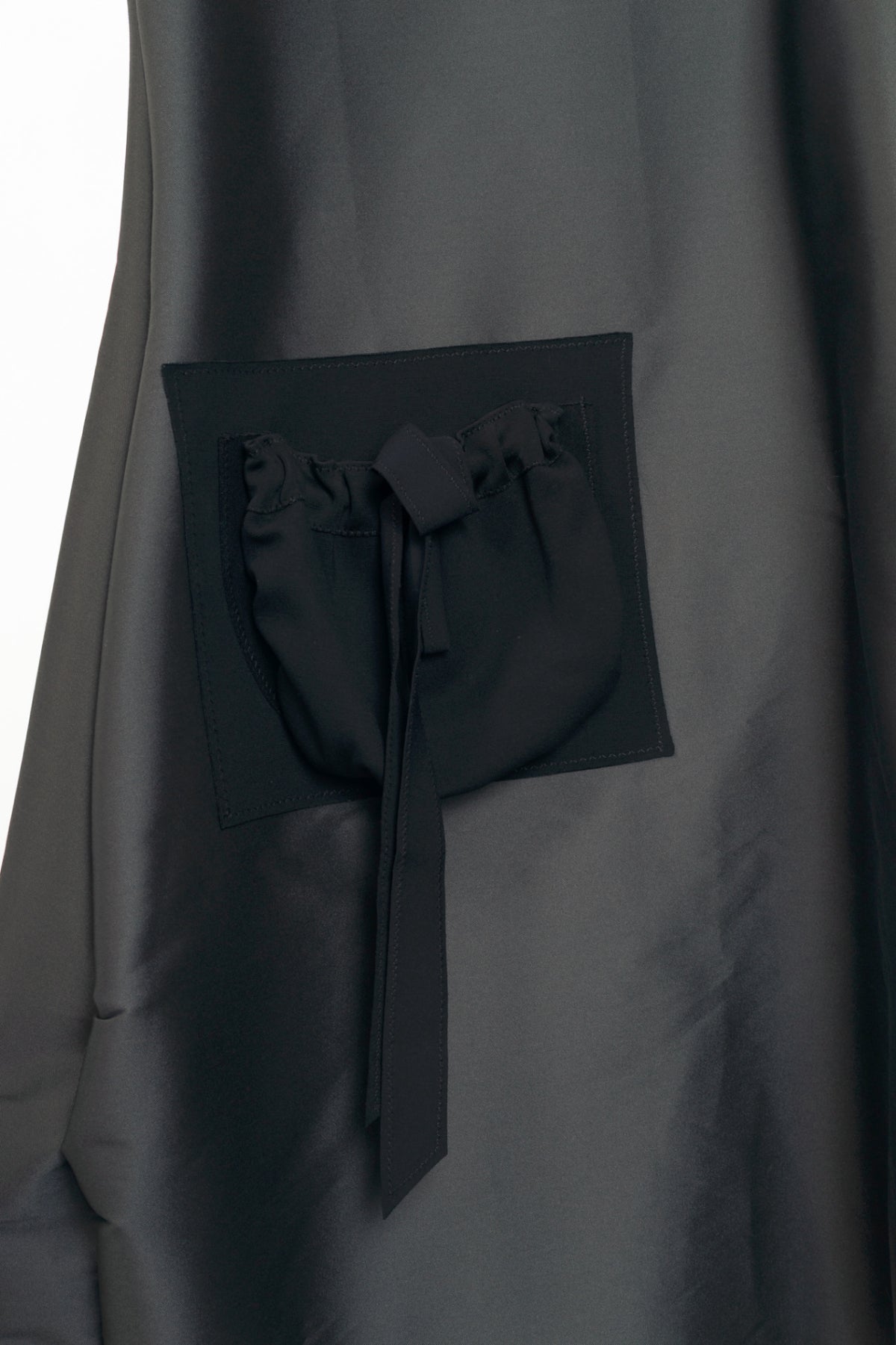 Marie Saint Pierre Grey Taffeta Asymmetrical Pocket Dress