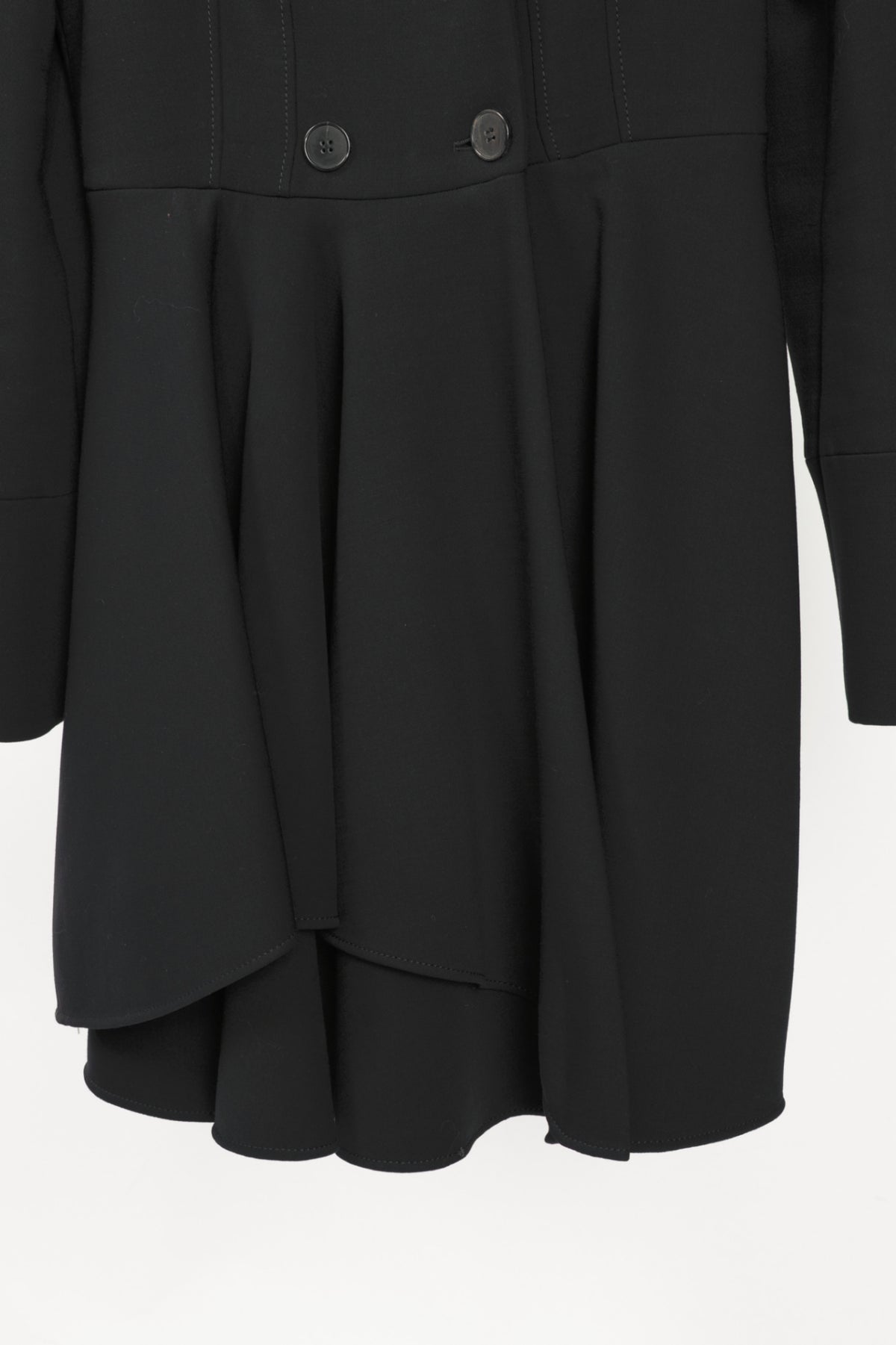 Alexander McQueen PF15 Black Wool-Blend Scuba Double-Breasted Corset Coat
