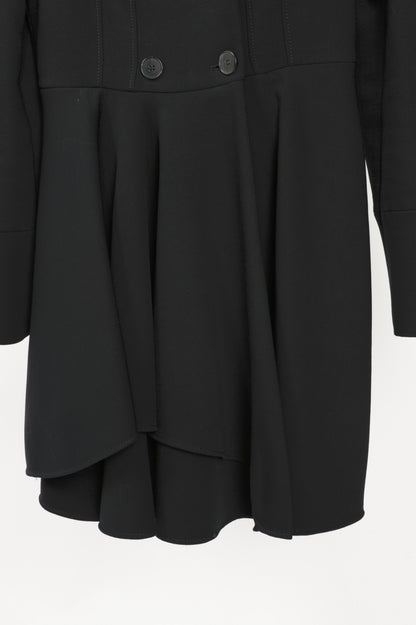Alexander McQueen PF15 Black Wool-Blend Scuba Double-Breasted Corset Coat