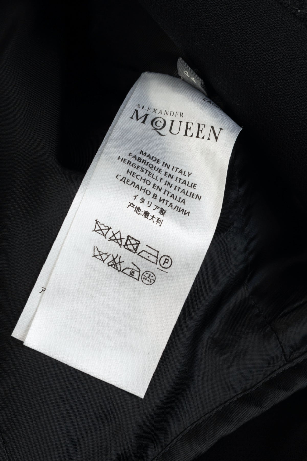 Alexander McQueen PF15 Black Wool-Blend Scuba Double-Breasted Corset Coat