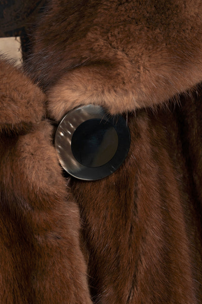 Designen Vintage Brown Mink Long Fur Coat